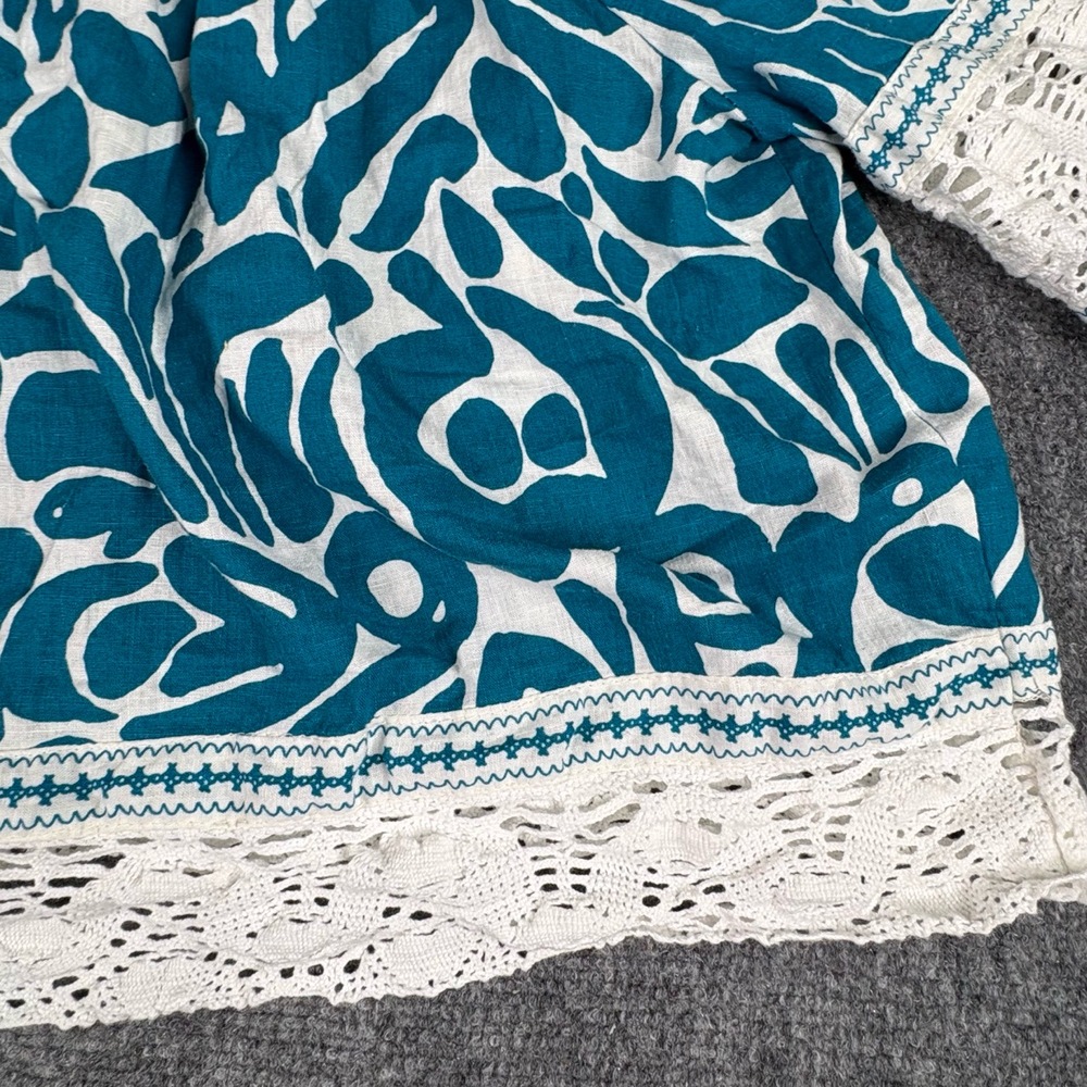 Rachel Zoe Boho Peasant Top XL Linen Blend Lace Trim Cottagecore Festival Fairy - Picture 3 of 11